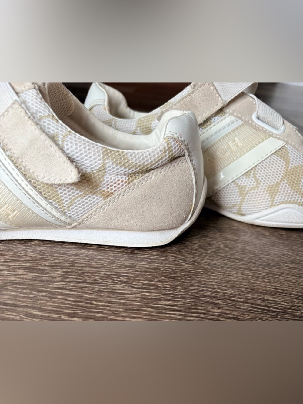 Coach Monogram Sneakers Cream Neutral Low Top Jenny Size 8 - Picture 11 of 15